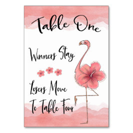 Bunco Table Card #1 Pink Flamingo Fun (1-4) Tischnummer