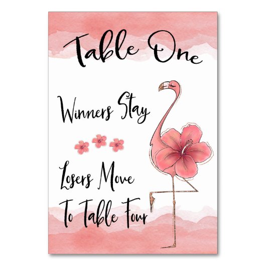 Bunco Table Card #1 Pink Flamingo Fun (1-4) Tischnummer (Rückseite)
