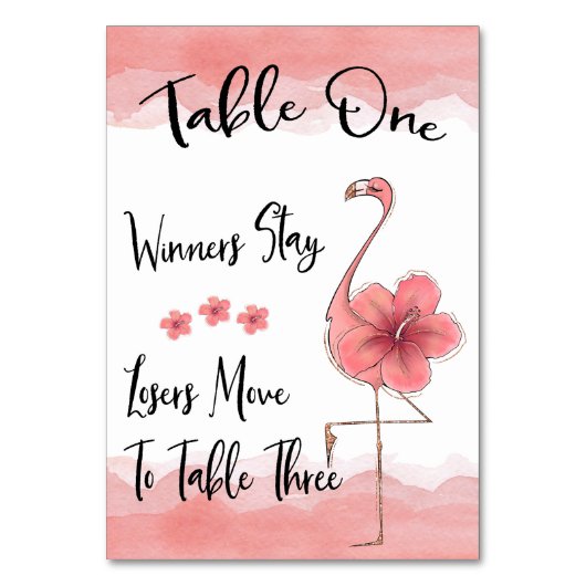 Bunco Table Card #1 Pink Flamingo Fun Tischnummer (Rückseite)