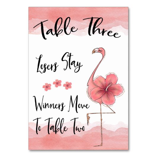 Bunco Table Card #3 Pink Flamingo Fun Tischnummer (Rückseite)