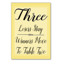 Bunco Table Card #3 - Stilvoller, gelber Streifen