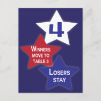 Bunco Table Card #4, Red, White Blue Stars