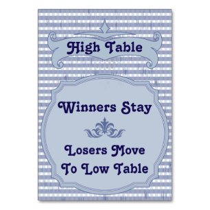 Bunco Table Card - Hohe Tabelle Tischnummer