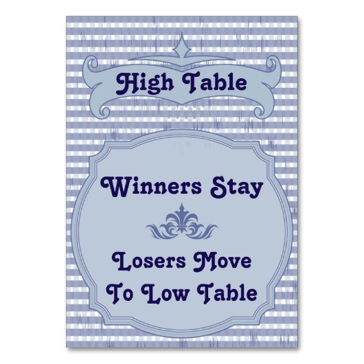 Bunco Table Card - Hohe Tabelle Tischnummer (Vorderseite)