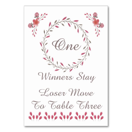 Bunco Table Card - Hübsche Blume #1 Tischnummer (Vorderseite)