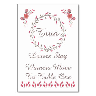 Bunco Table Card - Hübsche Blume #2 Tischnummer