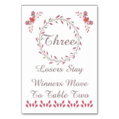 Bunco Table Card - Hübsche Blume Nr. 3 Tischnummer (Rückseite)