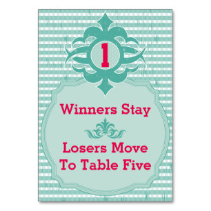 Bunco Table Card - Kariert #1 Tischnummer