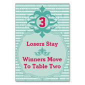 Bunco Table Card - Kariert #3 Tischnummer (Rückseite)