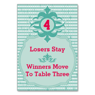 Bunco Table Card - Kariert #4 Tischnummer