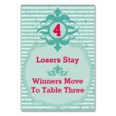 Bunco Table Card - Kariert #4 Tischnummer (Rückseite)