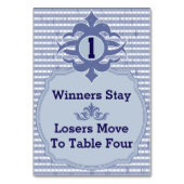 Bunco Table Card - Lila Karierte Nummer 1 Tischnummer (Rückseite)