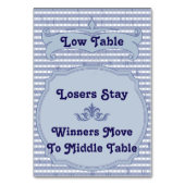 Bunco Table Card - Niedrige Tabelle Tischnummer (Rückseite)