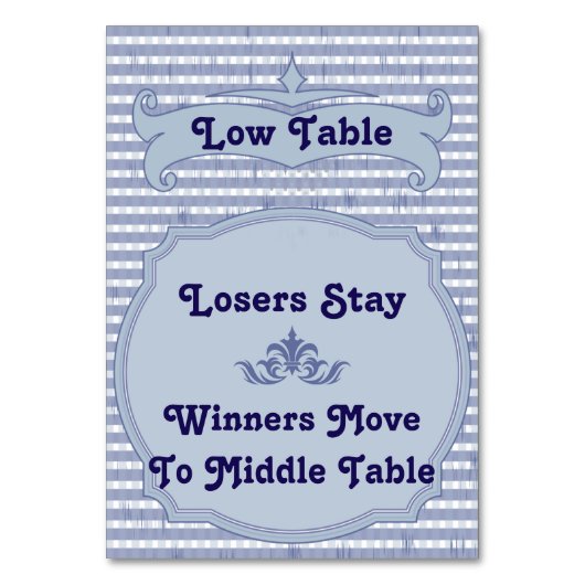 Bunco Table Card - Niedrige Tabelle Tischnummer (Rückseite)