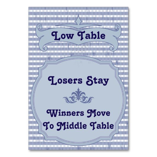 Bunco Table Card - Niedrige Tabelle Tischnummer (Vorderseite)
