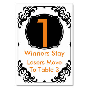 Bunco Table Card orange und schwarz -#1 Tischnummer