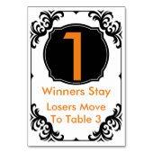 Bunco Table Card orange und schwarz -#1 Tischnummer (Vorderseite)