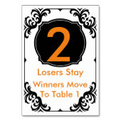 Bunco Table Card orange und schwarz - #2 Tischnummer (Vorderseite)