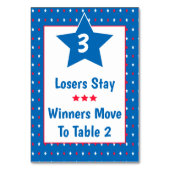 Bunco Table Card - Patriotisch rot, weiß und blau Tischnummer (Rückseite)