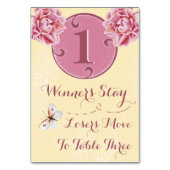 Bunco Table Card - Pink Peony #1 Tischnummer (Vorderseite)