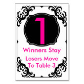 Bunco Table Card rosa und schwarz -#1 Tischnummer (Rückseite)