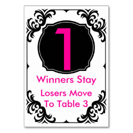 Bunco Table Card rosa und schwarz -#1 Tischnummer