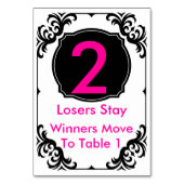 Bunco Table Card rosa und schwarz - #2 Tischnummer (Rückseite)