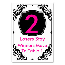 Bunco Table Card rosa und schwarz - #2 Tischnummer