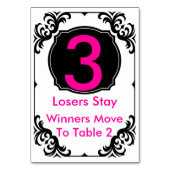 Bunco Table Card rosa und schwarz - #3 Tischnummer (Rückseite)