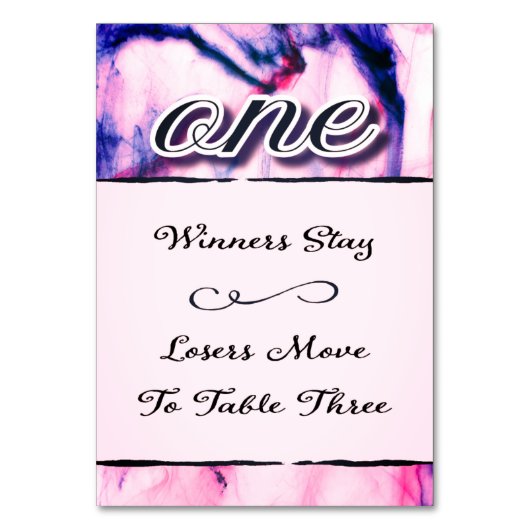 Bunco Table Card Watercolor One Tischnummer (Vorderseite)