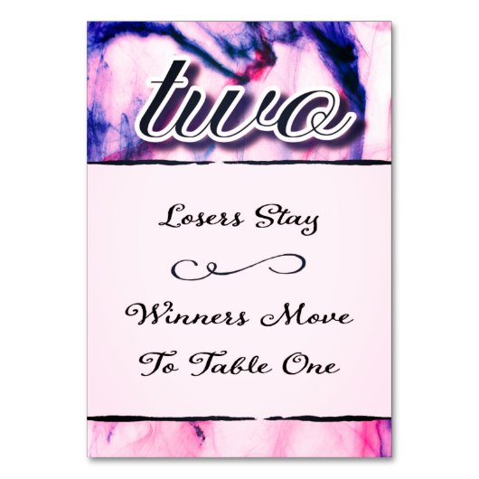 Bunco Table Card Watercolor Zwei Tischnummer (Rückseite)