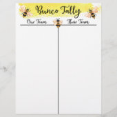 Bunco Tally Score Sheet Bee (Vorderseite)
