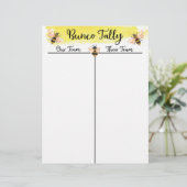 Bunco Tally Score Sheet Bee (Stehend Vorderseite)