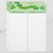 Bunco Tally Score Sheet Lucky Irish Saint Patrick (Vorne/Hinten)