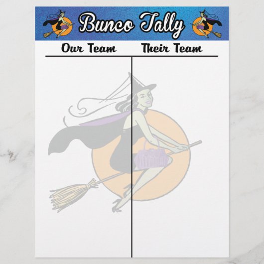 Bunco Tally Score Sheet Witze Oktober Thema (Rückseite)