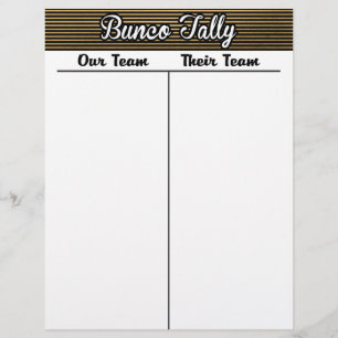 Bunco Tally Sheet - Schwarzer und goldener Streife