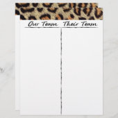 Bunco Tally Sheet - Spieler spielen Wildleopard (Vorne/Hinten)