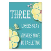 Bunco-Tischtafelkarte Nr. 3 der Gelben Frühlingssä Tischnummer (Vorderseite)