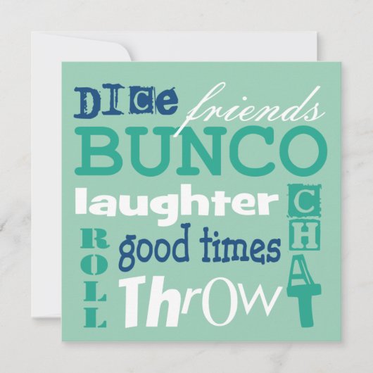 Bunco U-Bahn-Einladung nach Künsten Einladung (Vorderseite)