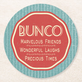 Bunco Vintag Friends Good Times Party Runder Pappuntersetzer