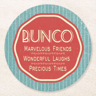 Bunco Vintage-Freunde-Schönes-Zeiten-Party Runder Pappuntersetzer