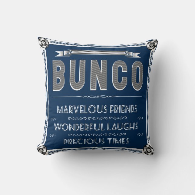 Bunco Vintage Typografie Kissen (Vorderseite)