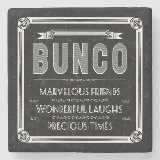 Bunco Vintage Typografie Steinuntersetzer (Vorderseite)
