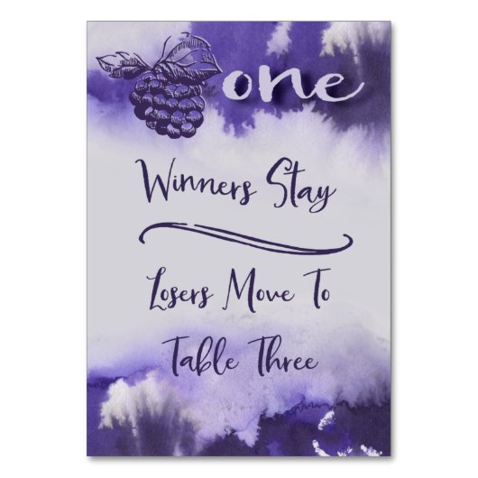 Bunco Weintrauben Hübsche Wasserfarbe Tabelle 1 Tischnummer (Rückseite)