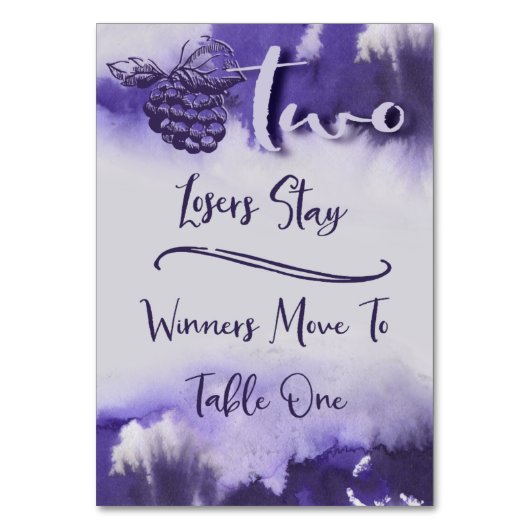 Bunco Weintrauben Hübsche Wasserfarbe Tabelle 2 Tischnummer (Rückseite)