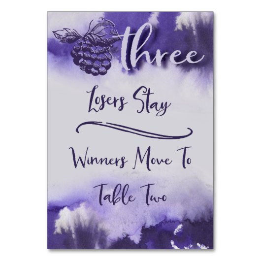 Bunco Weintrauben Hübsche Wasserfarbe Tabelle 3 Tischnummer (Vorderseite)