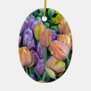 Bündel bunte Tulpen Keramikornament
