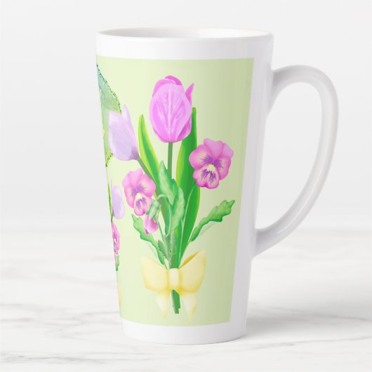Bündel Frühlingsblumen Custom Monogram Milchtasse (Rechts)