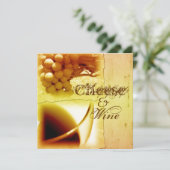 Bündeltrauben-Weinglas-Herbstfarben Einladung (Stehend Vorderseite)