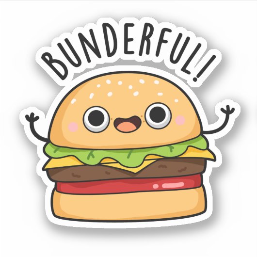 Bunderful Funny Burger Bun Pun Aufkleber (Vorderseite)
